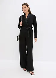 Jumpsuit i kräpp med struktur och med satininfällning, bonprix