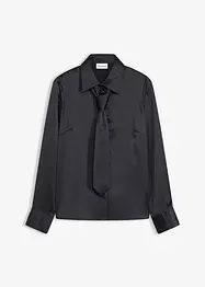 Satinblus med avtagbar slips (2 delar), bonprix