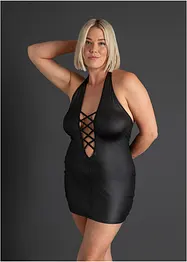 Halterneckklänning med wetlook, bonprix