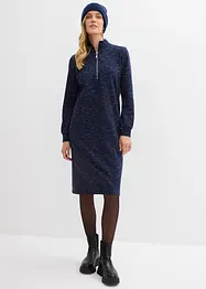 Trikåklänning med krage och dragkedja, bonprix