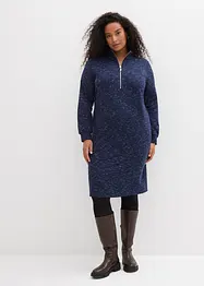 Trikåklänning med krage och dragkedja, bonprix