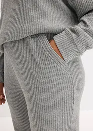 Ribbstickad byxa och topp med huva i oversizemodell, bonprix