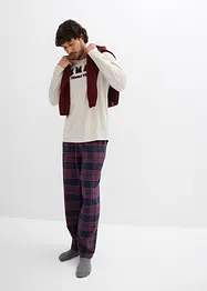 Pyjamas med flanellbyxa av mjuk bomull och presentpåse, bonprix