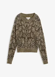 Grovstickad tröja av fluffigt fjädergarn, bonprix
