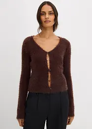 Finstickad cardigan i lurvigt material, bonprix