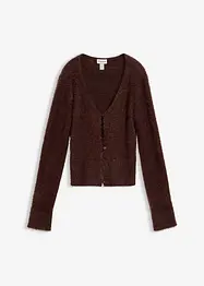 Finstickad cardigan i lurvigt material, bonprix