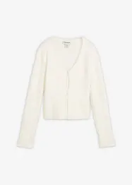 Finstickad cardigan i lurvigt material, bonprix