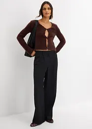 Finstickad cardigan i lurvigt material, bonprix