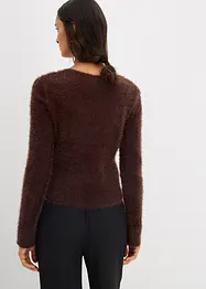Finstickad cardigan i lurvigt material, bonprix