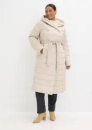 Täckkappa med besättning av ylleimitation och knytskärp (2 delar), bonprix