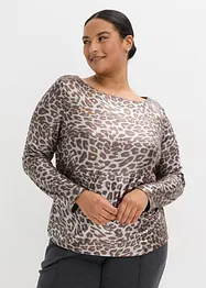 Topp med glansigt leopardmönster, bonprix