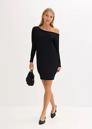 Stickad one shoulder-klänning, bonprix