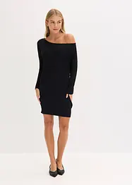 Stickad one shoulder-klänning, bonprix