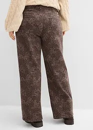 Leopardmönstrad twillbyxa med vida ben, bonprix