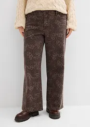 Leopardmönstrad twillbyxa med vida ben, bonprix