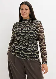 Långärmad topp i mjuk mesh, bonprix