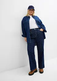 Straight jeans, Mid Waist, bekväm midja med strass, bonprix