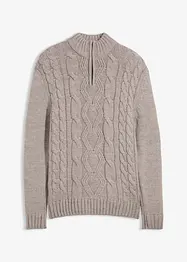 Tröja med flätstickning och krage, bonprix