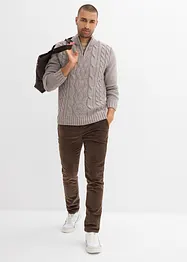 Tröja med flätstickning och krage, bonprix