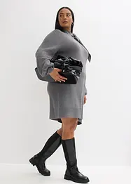 Stickad klänning med knytband i mjuk viskosmix, bonprix