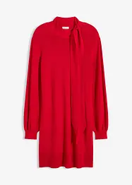 Stickad klänning med knytband i mjuk viskosmix, bonprix