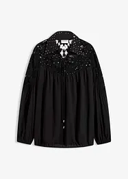 Blus med spets och  knytband, bonprix