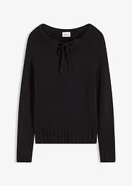 Grovstickad tröja med knytning, bonprix