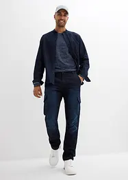 Flanellfodrade  cargojeans med bekväm midja, Regular fit, Straight, bonprix