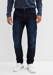 Flanellfodrade  cargojeans med bekväm midja, Regular fit, Straight, bonprix