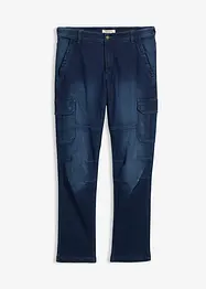 Flanellfodrade  cargojeans med bekväm midja, Regular fit, Straight, bonprix