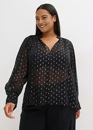 Transparent blus med knytband, bonprix