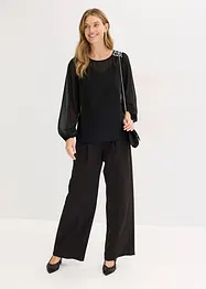 Chiffongblus med strassdekor, bonprix