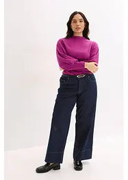 Stickad tröja med ballongärmar, bonprix