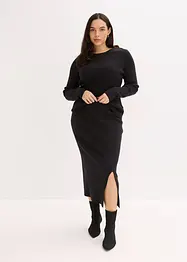 Finstickad kjol av mjuk viskosmix, bonprix