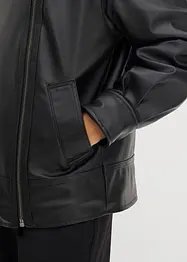 Jacka i skinnimitation med leopardmönstrad fuskpäls, bonprix