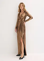 Aftonklänning i glansig och fintrådig jersey, bonprix