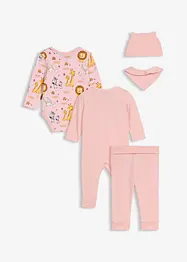 Body, byxa, pyjamas, mössa och haklapp för bebisar (5 delar), ekologisk bomull, bonprix