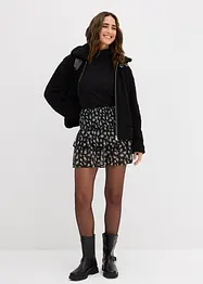 Volangkjol av krinklat material, bonprix