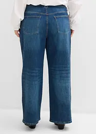 Wide Leg Jeans Mid Waist, med glitterstenar, bonprix