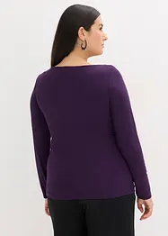 Långärmad topp med meshinfällning och glitterstenar, bonprix