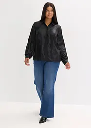Skjortblus i glänsande satin, bonprix