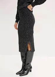 Stickad kjol med paljetter, bonprix