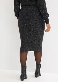 Stickad kjol med paljetter, bonprix