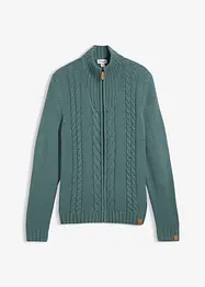 Grovstickad cardigan med flätmönster, bonprix