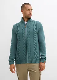 Grovstickad cardigan med flätmönster, bonprix