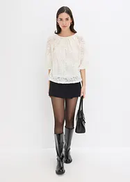 Dra på-blus med blommönstrad struktur, bonprix