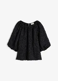 Dra på-blus med blommönstrad struktur, bonprix