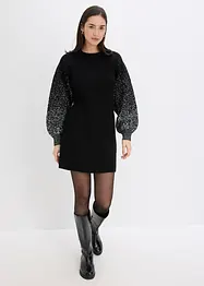 Stickad klänning med glittrig effekt, bonprix