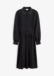 Mellanlång klänning med pärlapplikation, bonprix