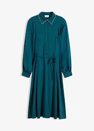 Mellanlång klänning med pärlapplikation, bonprix